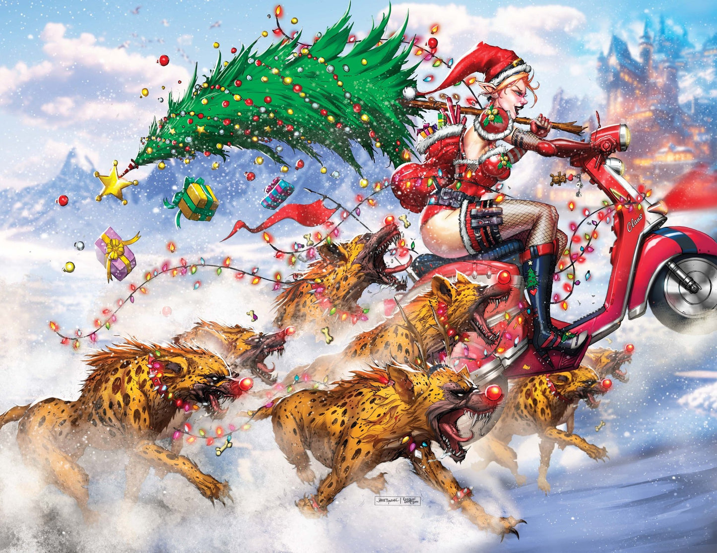 2025 Christmas Moped Madness White Wraparound Virgin Comic - House of velmora