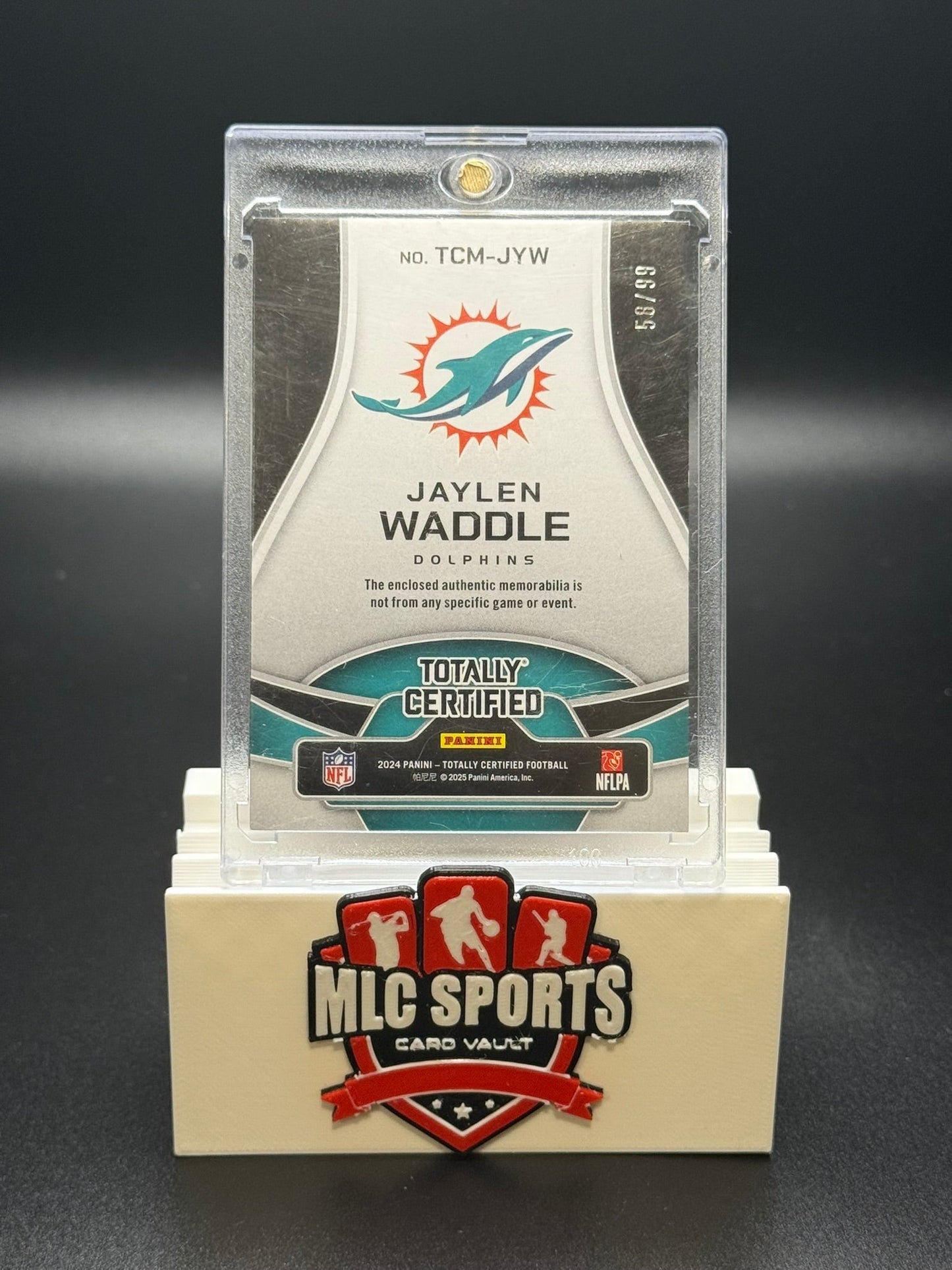 2024 Panini Totally Certified Jaylen Waddle Patch #/65 Dolphins Card