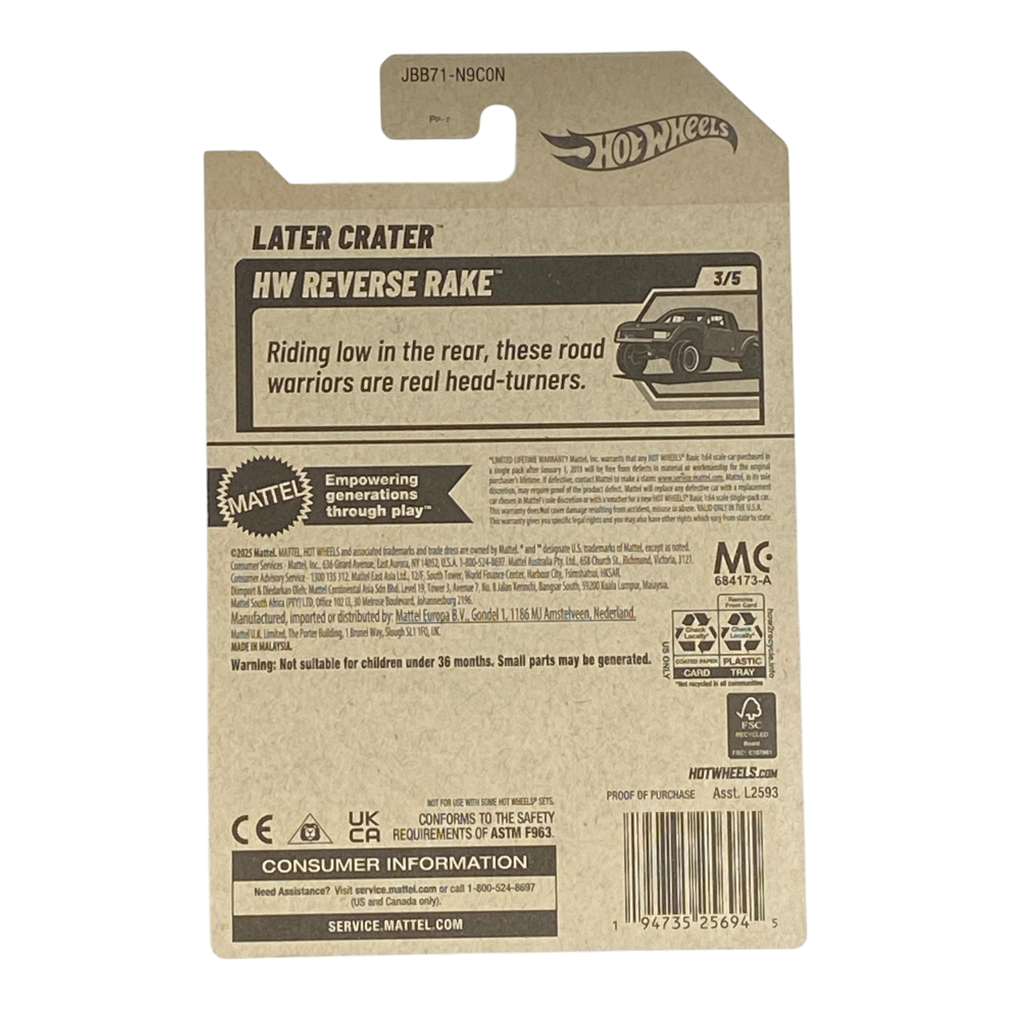 Hot Wheels Later Crater - Reverse Rake Series 3/5