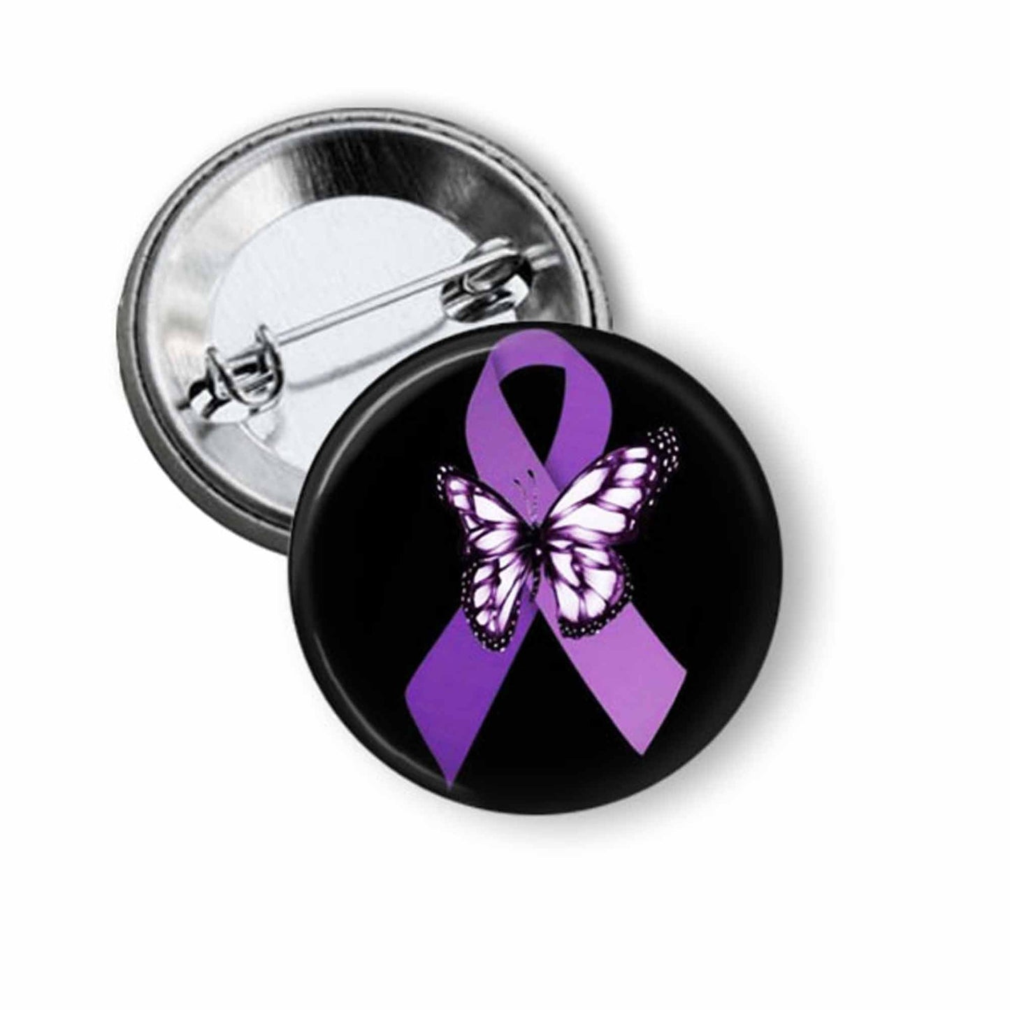 Lupus Awareness 1.5" Pinback Button Purple Ribbon Pin