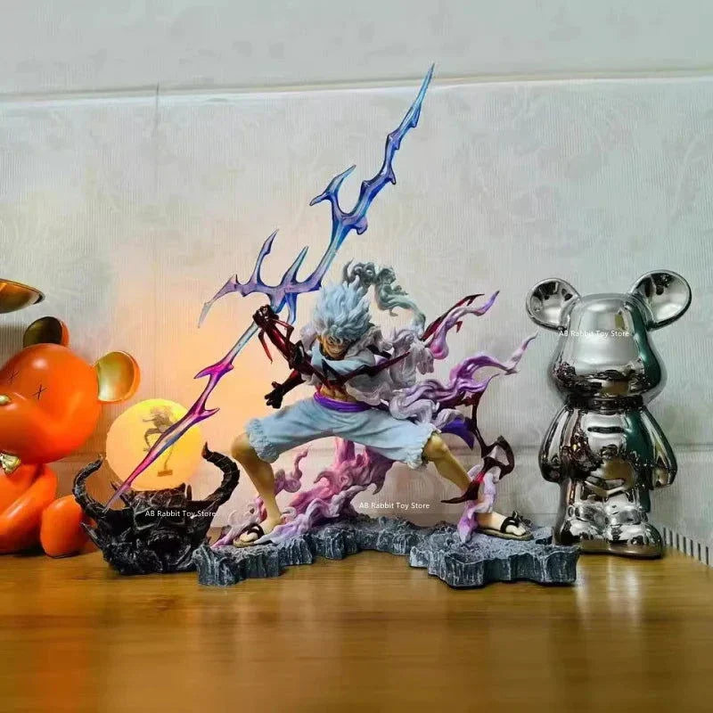 One Piece Nika Luffy Figure Luffy Sun God Gear 5 Anime Figurines With Light Ball 28 cm