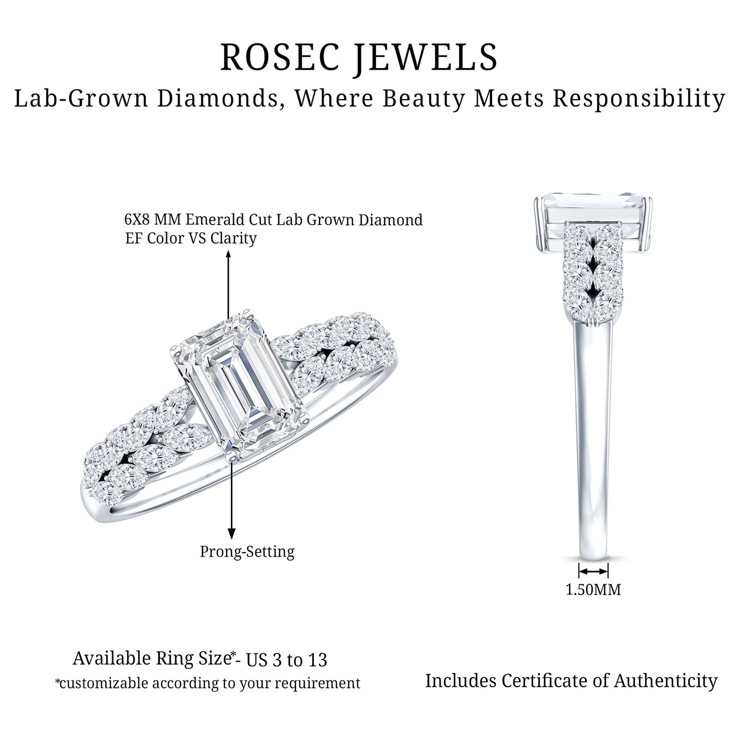 2 Carat Lab Grown Diamond Ring For Women With Certificate