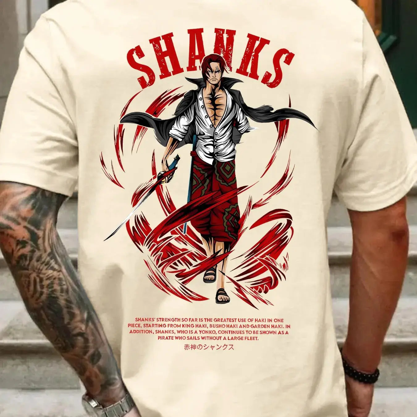 One Piece Shanks Summer T-shirt Retro Oversized Cotton