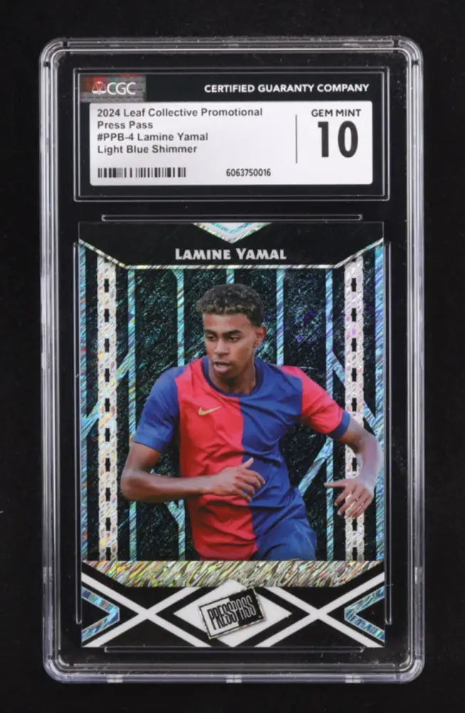 2024 Leaf Lamine Yamal Press Pass Light Blue Shimmer CGC 10 GEM MINT