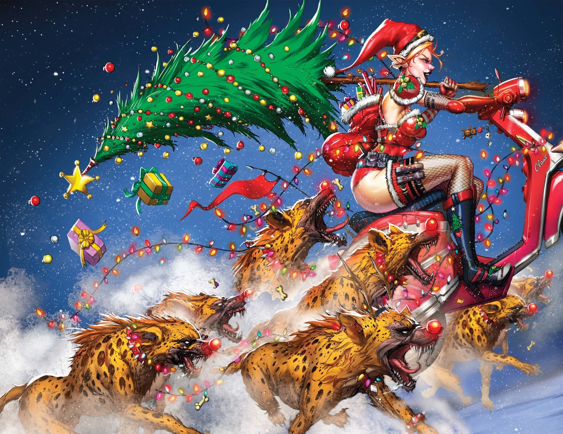 2025 Christmas Moped Madness Blue Wraparound Virgin Comic - House of velmora