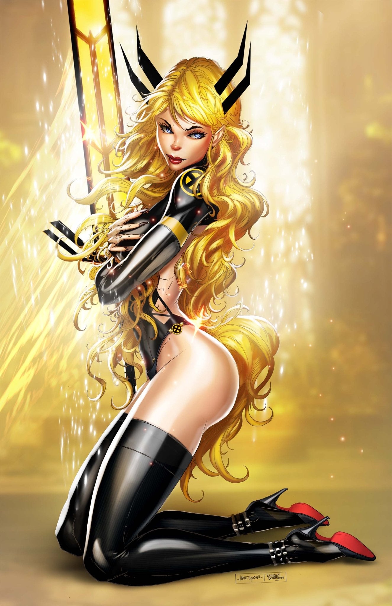 2025 Mutant Sorceress Kneeling Yellow Metal Cosplay Comic - House of velmora