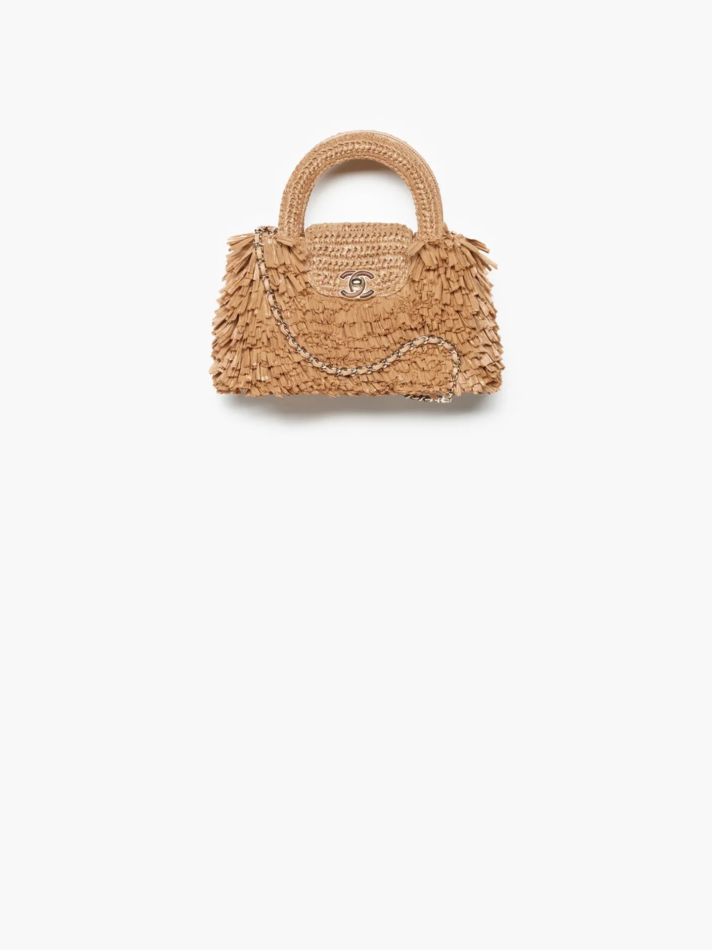 Summer Luxe Vibes — Chanel Raffia-Effect Fabric & Wood Bag in Dark Beige