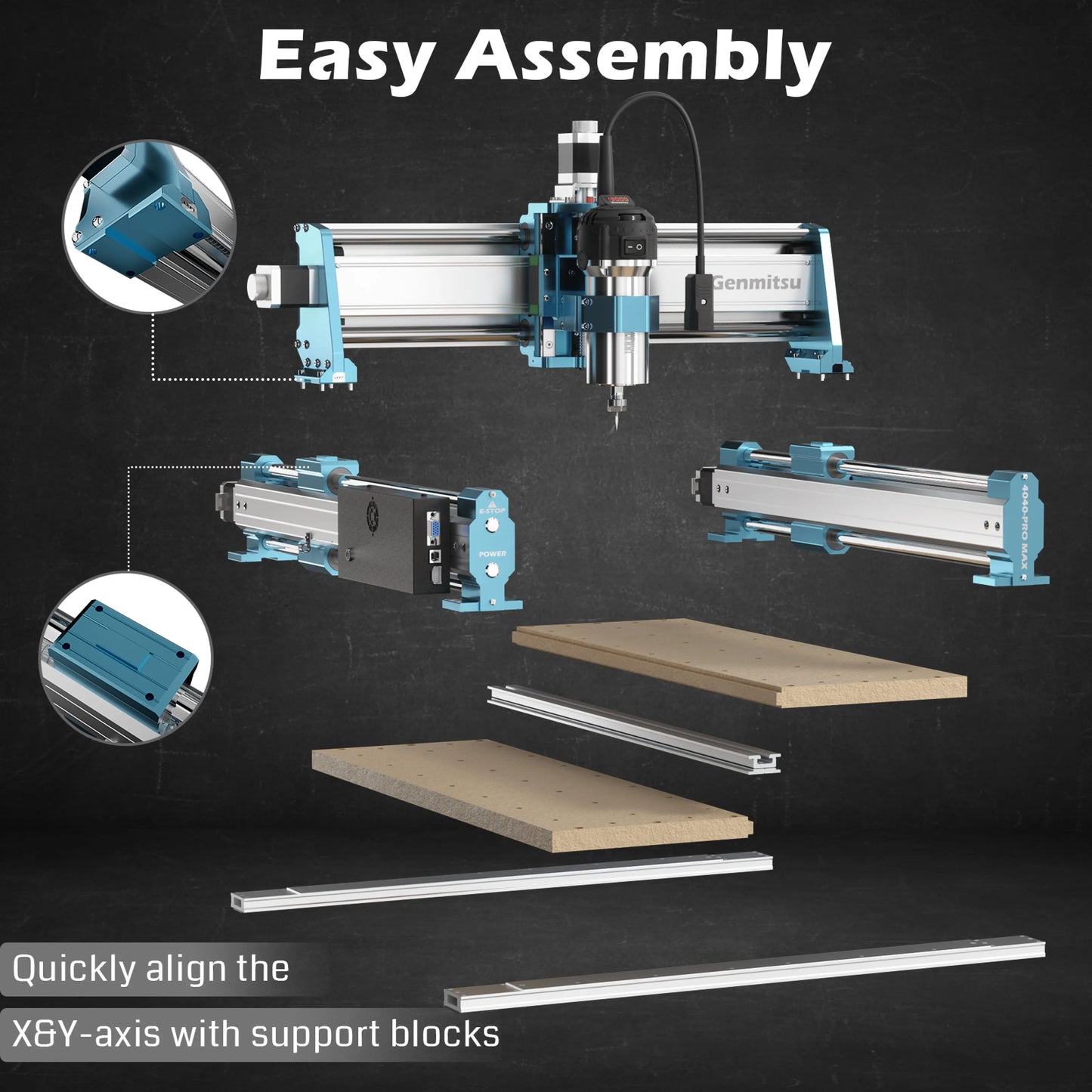 4040-PRO MAX CNC Router Machine, 710W Trimmer & Linear Rail Driven, Enhanced XZ Axis