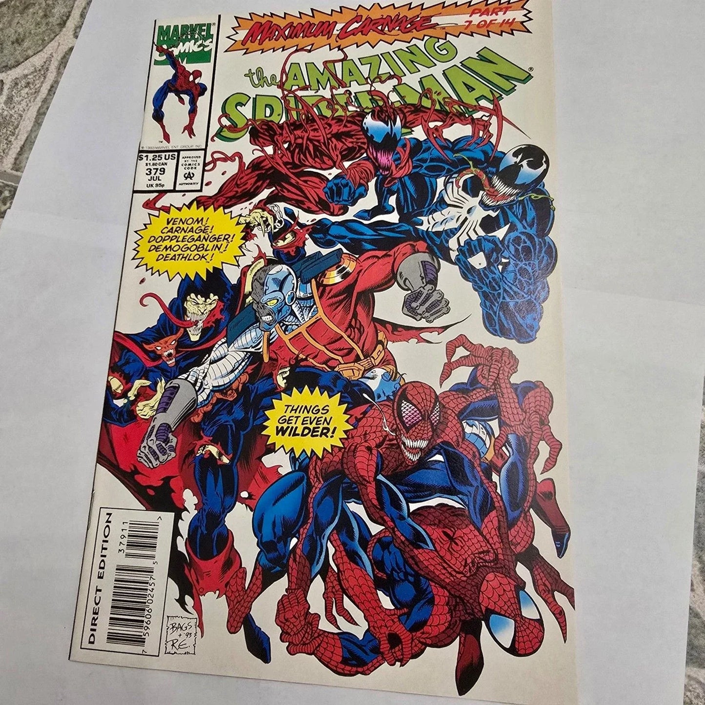 Amazing Spider-Man #379 Marvel 1993 Maximum Carnage Venom Carnage