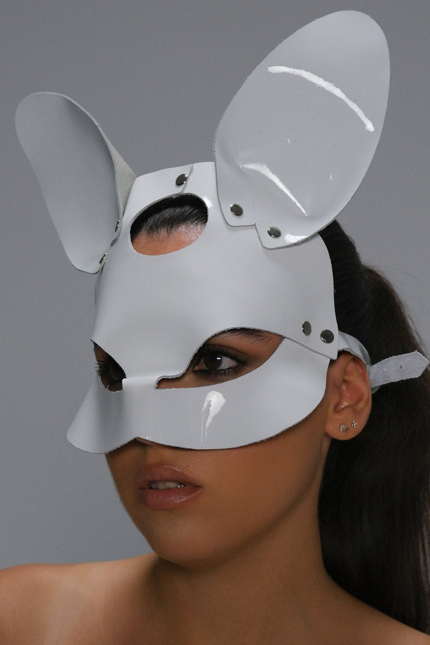 Leather Bunny Mask | Handmade Luxury Fetish Accessory - Glossy