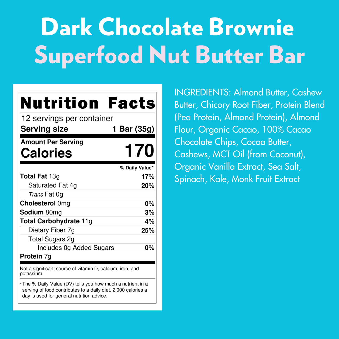 Dark Chocolate Brownie Superfood Bar (12 Count) 🍫