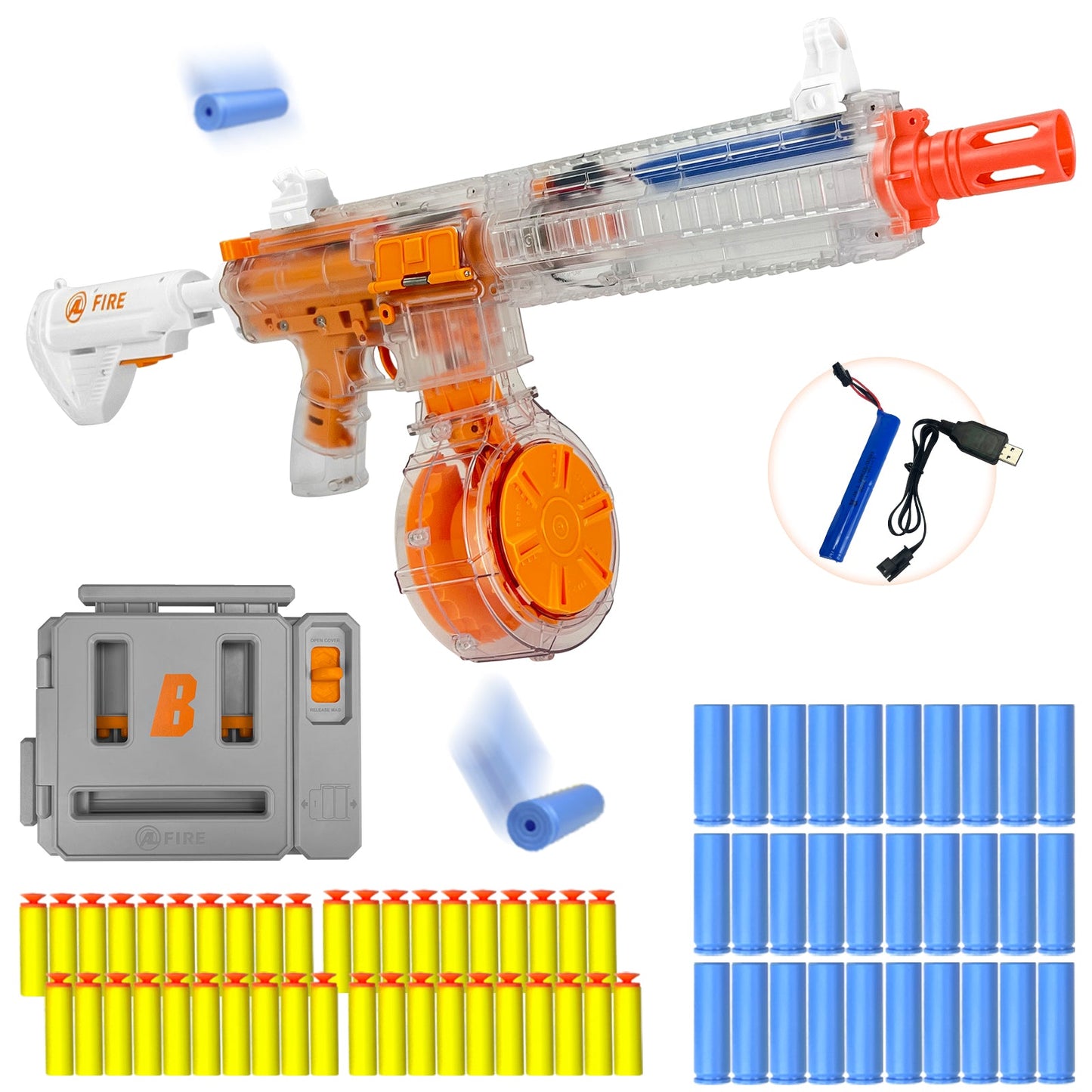 Semi-Automatic Toy Gun with Rechargeable Battery, 22-Round Magazine, and Shell Ejection Feature