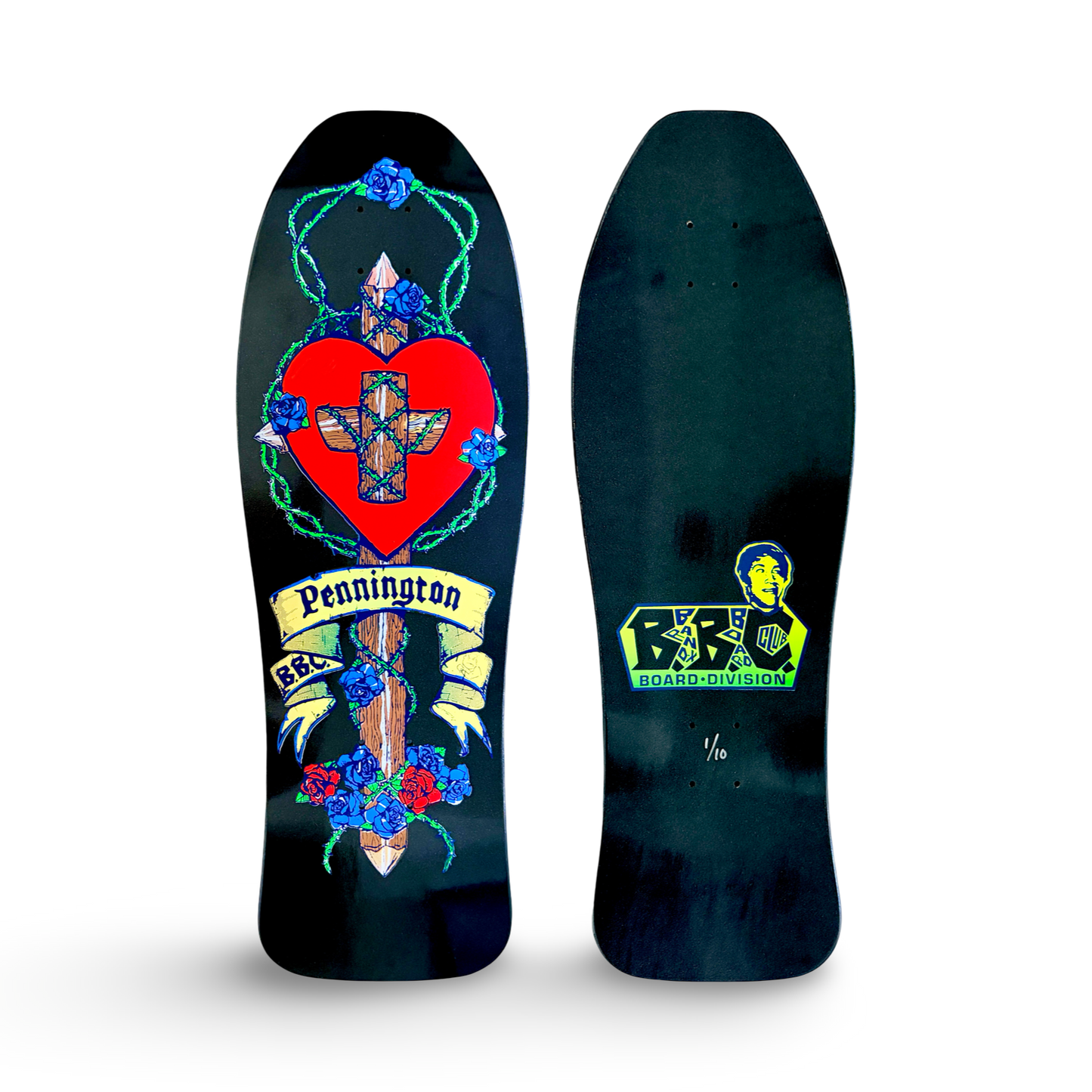 Bryan Pennington BBC GLOW-IN-DARK Crucifix HAND-PAINTED, LIMITED-EDITION Deck 10.3" x30.5" (1 of 10)