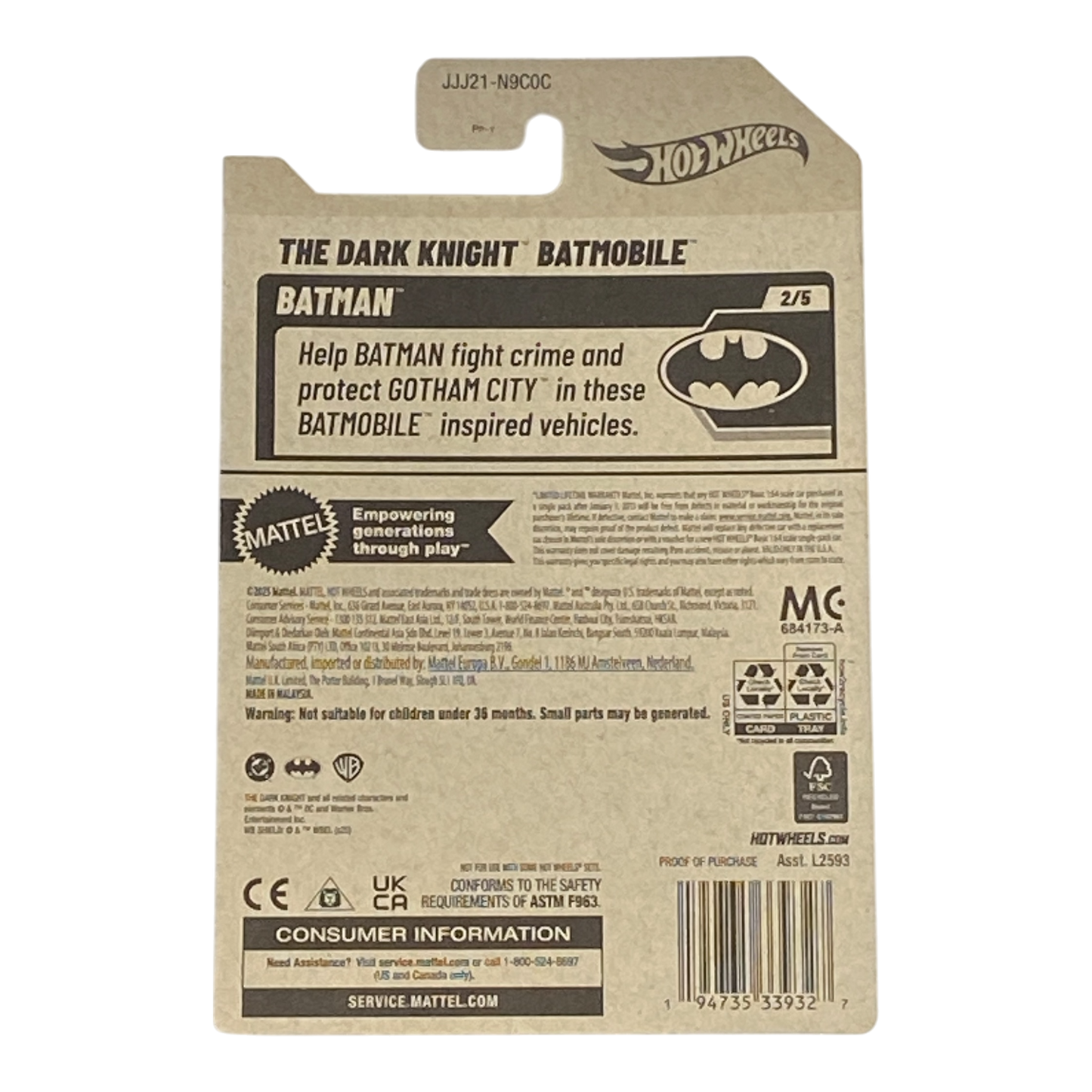 Hot Wheels Dark Knight Batmobile Batman Series 2/5