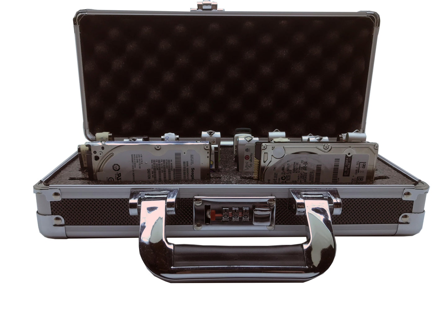 Aluminum USB Drive Organizer Case (24 + 2 Slots with Handle) – Shockproof Antistatic Storage Box with Lock