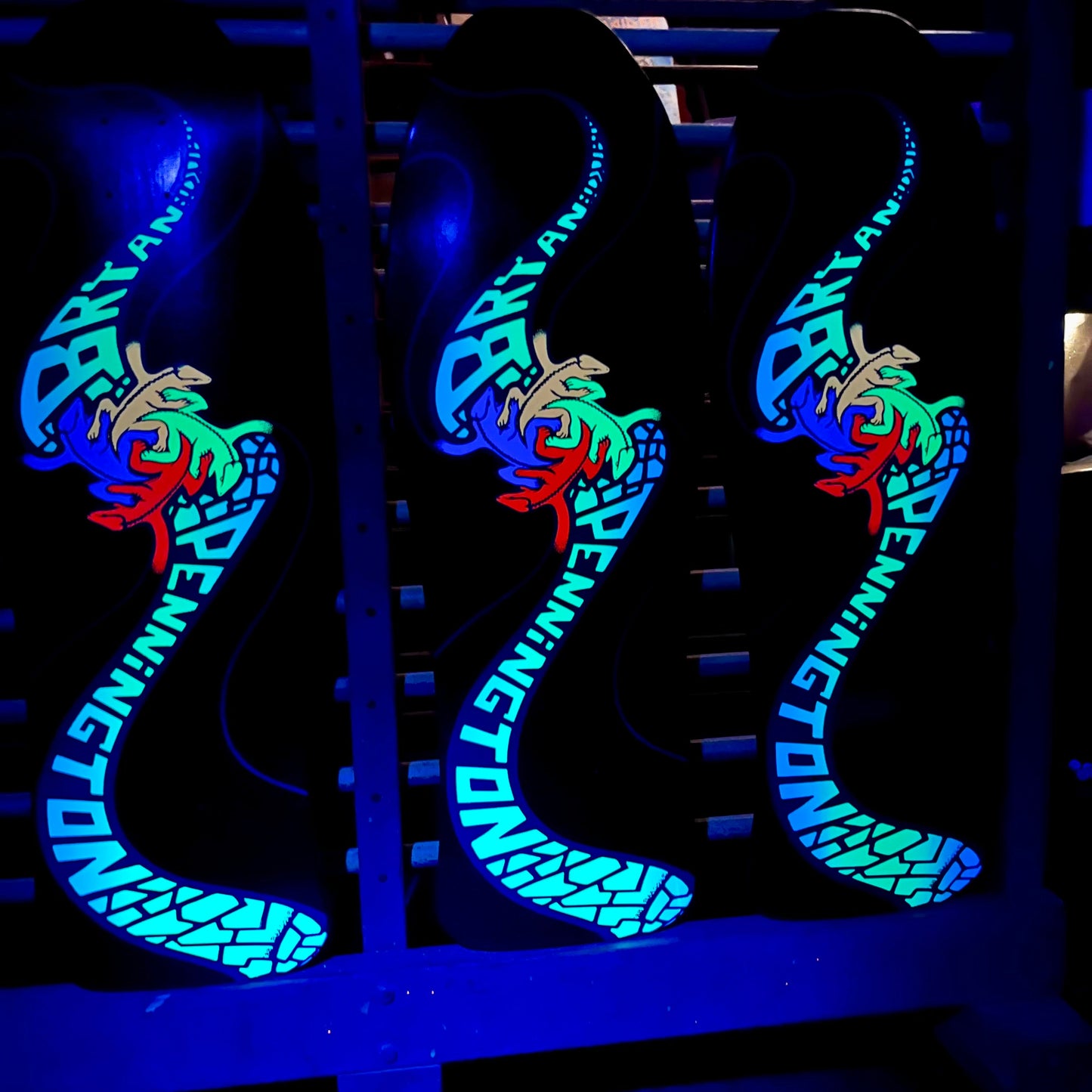 Bryan Pennington BBC Escher Lizard, Limited Edition, HAND-PAINTED, GLOW Deck 10.3"x30.5" (1 of 15)