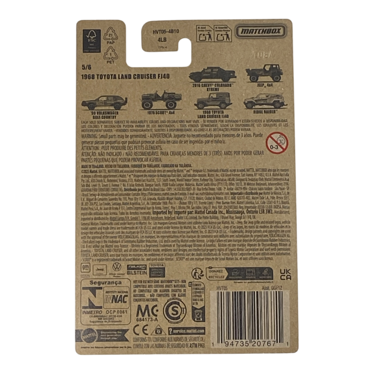 Matchbox 1968 Toyota Land Cruiser FJ40 - Matchbox Off Road Rally Series 5/6