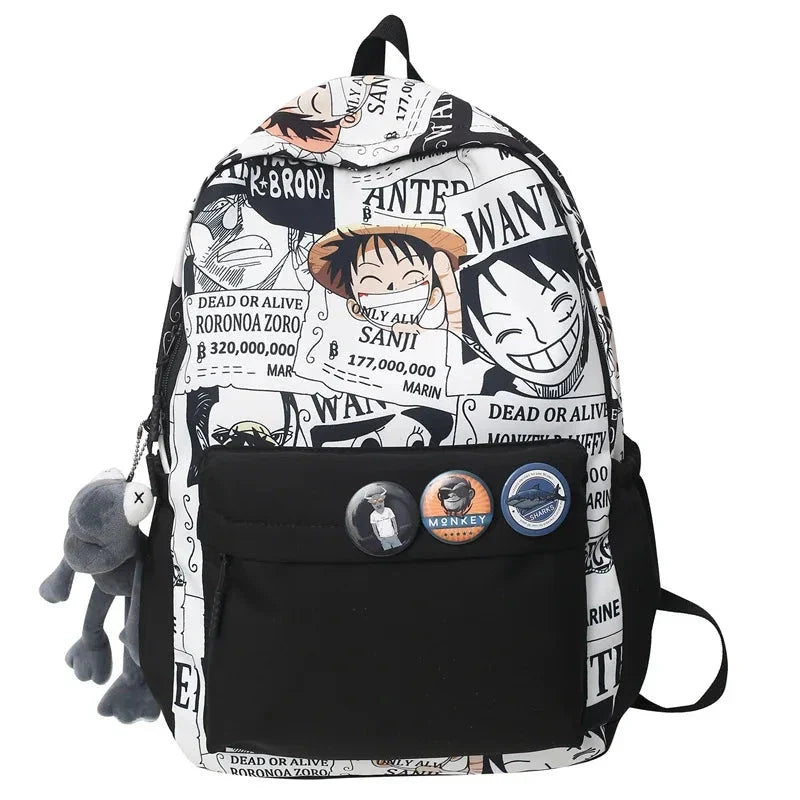 One Piece Luffy Printing Backpack Bags Anime School Bag Student Schoolbag For Men and Women
