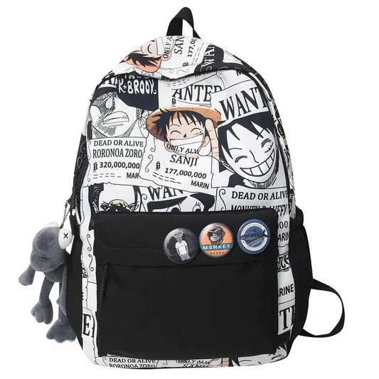 One Piece Luffy Printing Backpack Bags Anime School Bag Student Schoolbag For Men and Women