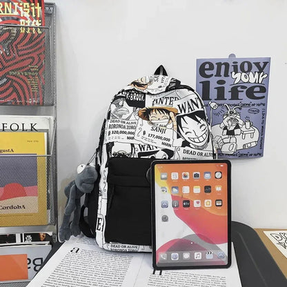 One Piece Luffy Printing Backpack Bags Anime School Bag Student Schoolbag For Men and Women