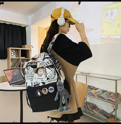 One Piece Luffy Printing Backpack Bags Anime School Bag Student Schoolbag For Men and Women