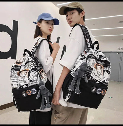 One Piece Luffy Printing Backpack Bags Anime School Bag Student Schoolbag For Men and Women