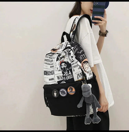 One Piece Luffy Printing Backpack Bags Anime School Bag Student Schoolbag For Men and Women