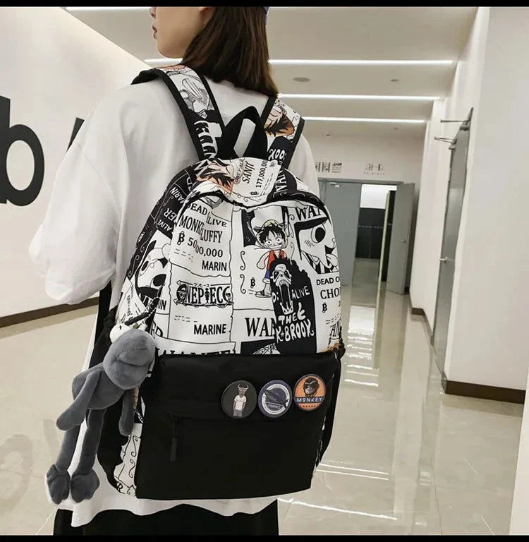 One Piece Luffy Printing Backpack Bags Anime School Bag Student Schoolbag For Men and Women