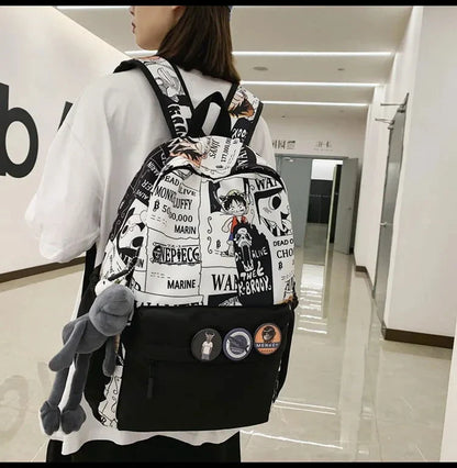 One Piece Luffy Printing Backpack Bags Anime School Bag Student Schoolbag For Men and Women