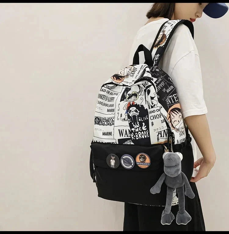 One Piece Luffy Printing Backpack Bags Anime School Bag Student Schoolbag For Men and Women