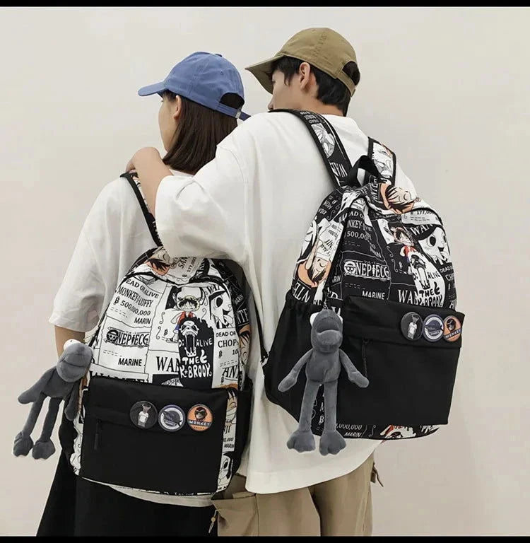 One Piece Luffy Printing Backpack Bags Anime School Bag Student Schoolbag For Men and Women