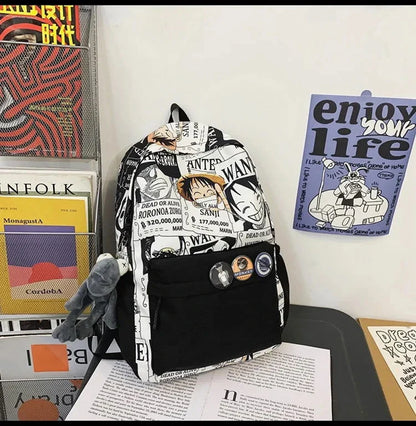 One Piece Luffy Printing Backpack Bags Anime School Bag Student Schoolbag For Men and Women