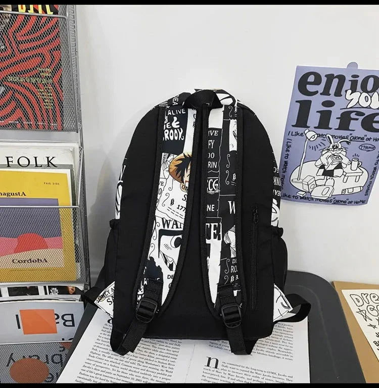One Piece Luffy Printing Backpack Bags Anime School Bag Student Schoolbag For Men and Women
