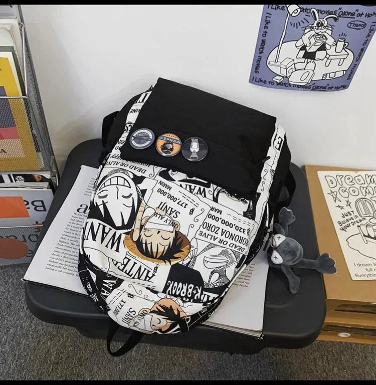 One Piece Luffy Printing Backpack Bags Anime School Bag Student Schoolbag For Men and Women