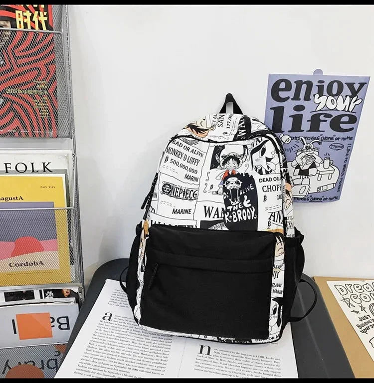 One Piece Luffy Printing Backpack Bags Anime School Bag Student Schoolbag For Men and Women