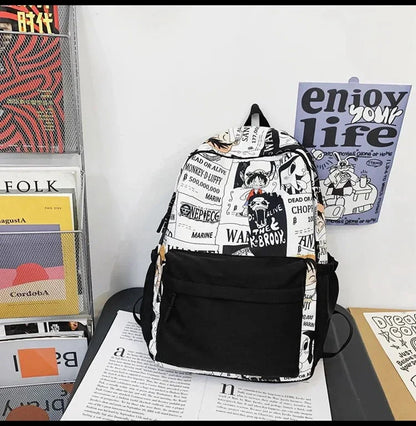 One Piece Luffy Printing Backpack Bags Anime School Bag Student Schoolbag For Men and Women