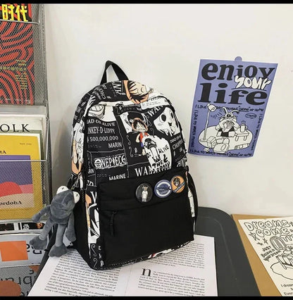 One Piece Luffy Printing Backpack Bags Anime School Bag Student Schoolbag For Men and Women