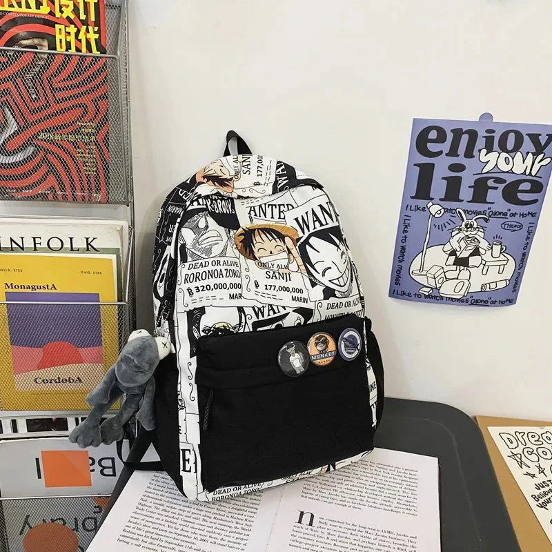 One Piece Luffy Printing Backpack Bags Anime School Bag Student Schoolbag For Men and Women