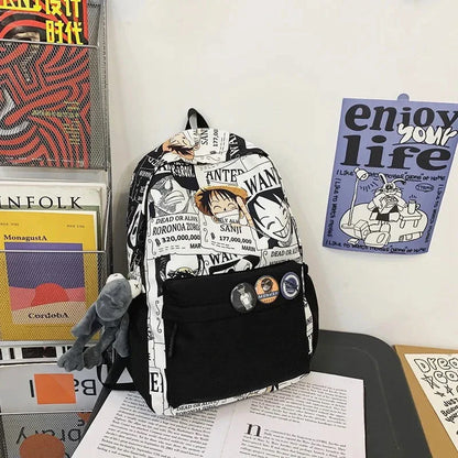 One Piece Luffy Printing Backpack Bags Anime School Bag Student Schoolbag For Men and Women