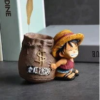 One Piece Monkey D. Luffy Pen Holder Anime Figure, Peripheral Kawaii Cute Chibi Decoration Desk