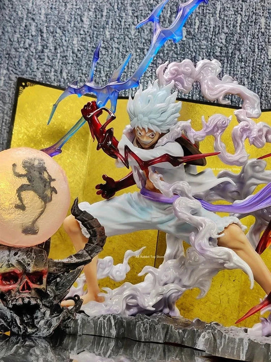 One Piece Nika Luffy Figure Luffy Sun God Gear 5 Anime Figurines With Light Ball 28 cm