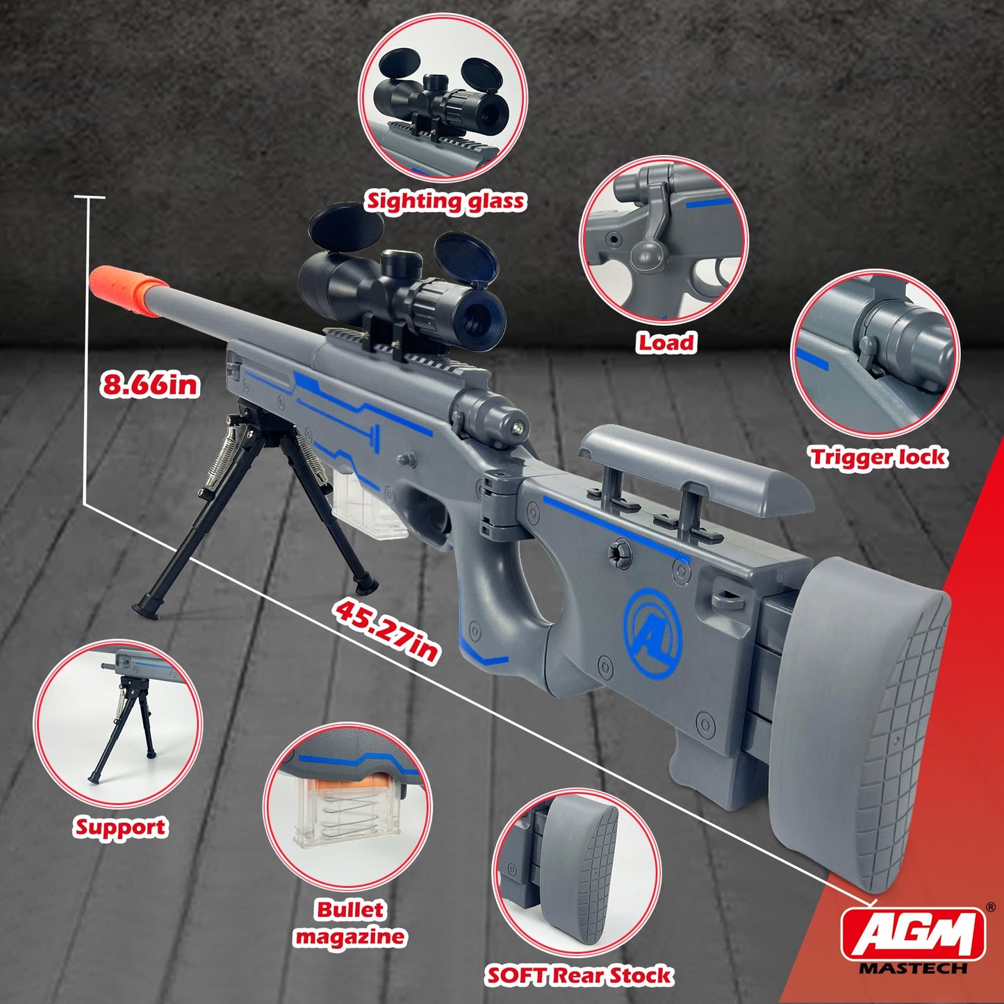 AWM toy set, Foam Bullets, Safe and non-Hazardous