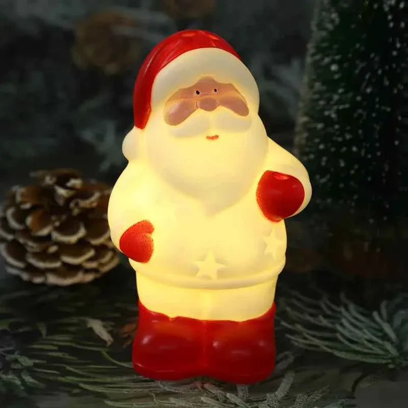 Cute LED Christmas Night Light (5.0 in) - Santa/Snowman Bedside Holiday Ornament