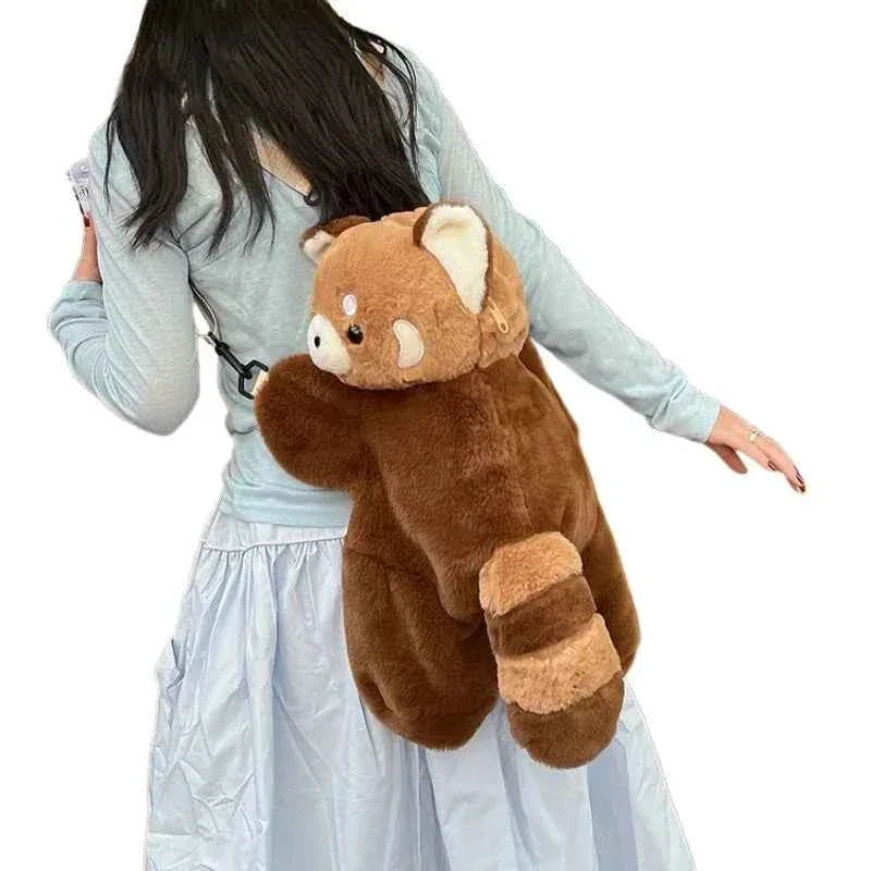 Cute Red Panda Plush Backpack/Doll (Up to 15.7 in) - Soft Fur Crossbody Shoulder Bag