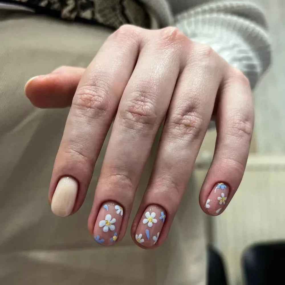 24Pcs Pink French Cartoon Snail Press-On False Nails