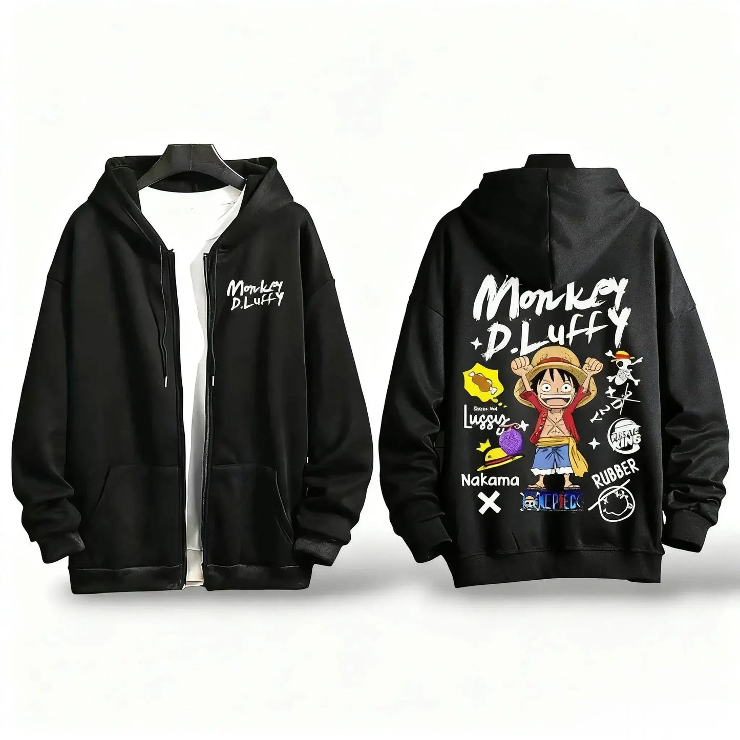 One Piece Luffy Anime Hooded Jacket Graphic Streetwear