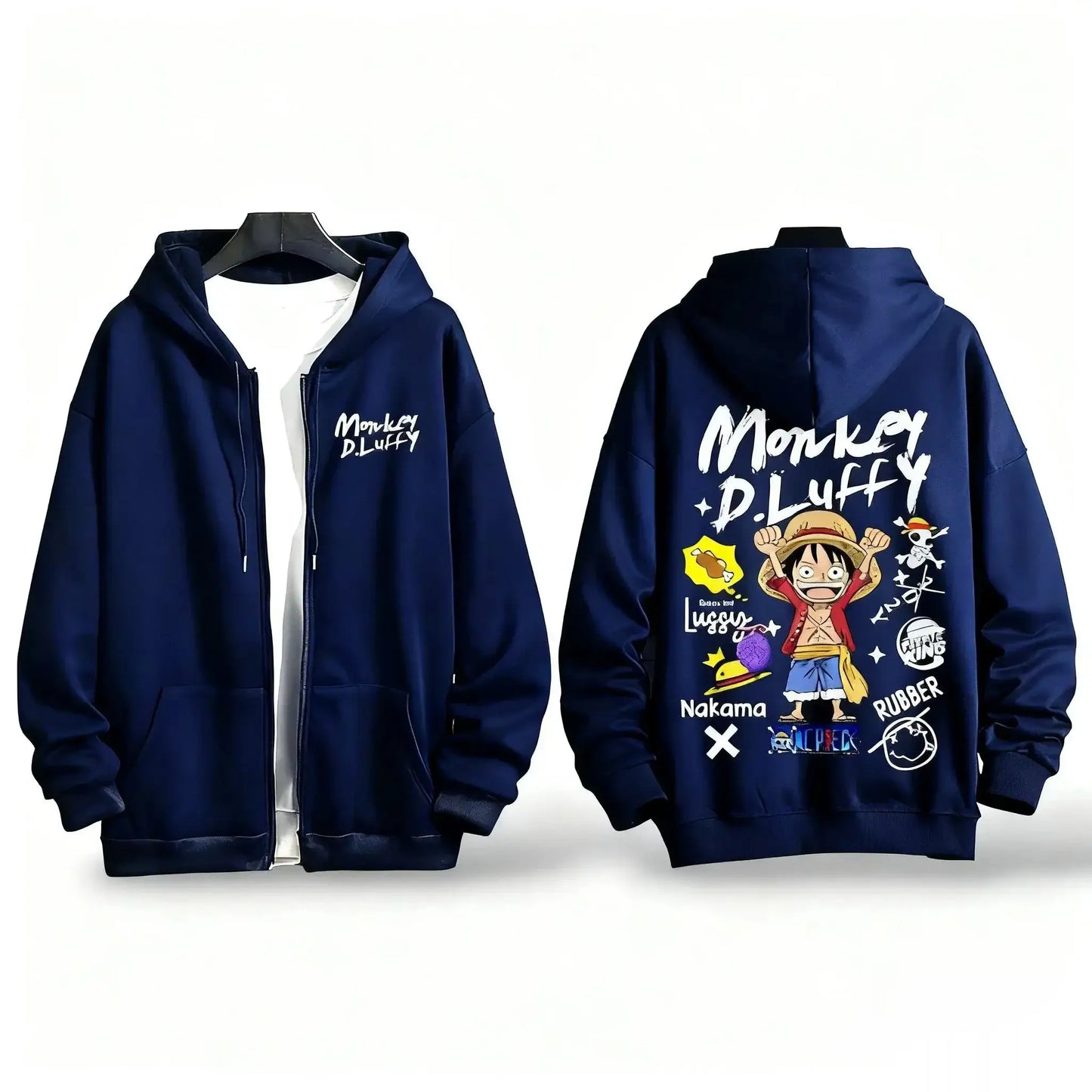One Piece Luffy Anime Hooded Jacket Graphic Streetwear