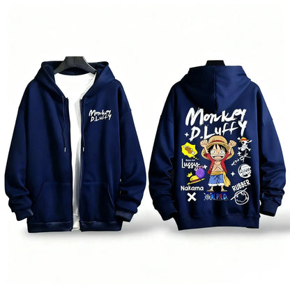 One Piece Luffy Anime Hooded Jacket Graphic Streetwear
