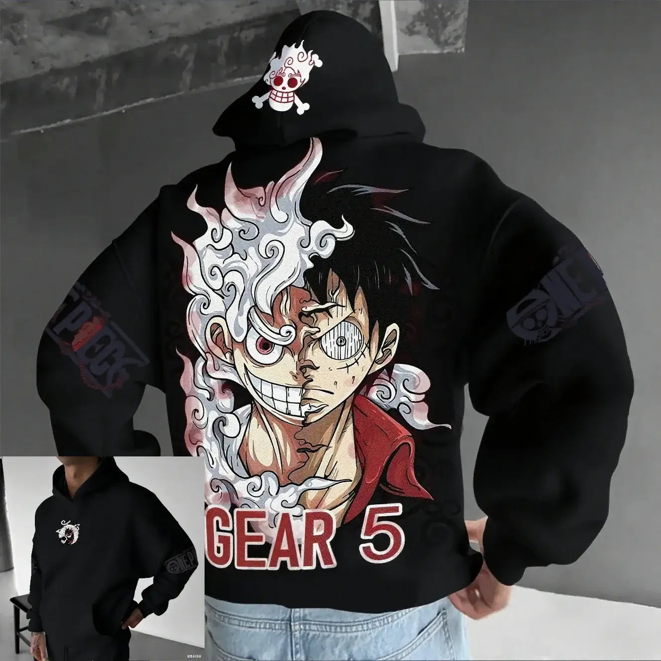 One Piece Luffy Gear 5 Nika Anime Hoodie Streetwear