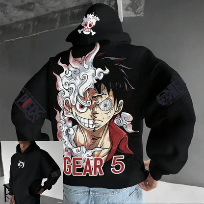 One Piece Luffy Gear 5 Nika Anime Hoodie Streetwear